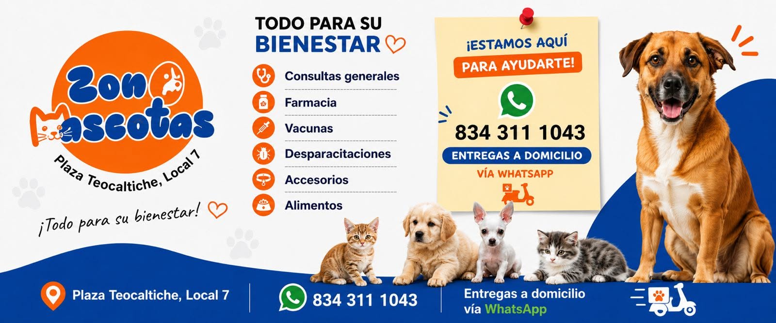 Zona Mascotas Ciudad Victoria: consultas, farmacia, vacunas, desparasitaciones, accesorios y alimentos